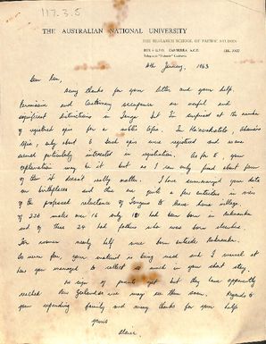 Letter from Alaric Maude to Ron Crocombe