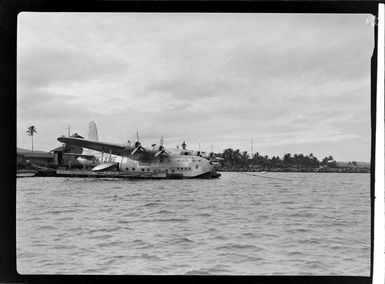 Tasman Empire Airways flying boat, RMA New Zealand ZK-AME at Lauthala Bay Suva, Fiji