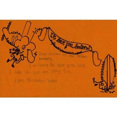 Card mailed to Boston Medical Center from student at Highlands Intermediate School (Hawaii)