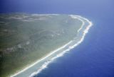 Oceania, aerial view of island coastlines and reef