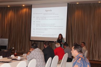 Colby Stanton, Pacific Area Office Director, providing welcoming remarks at the Senior Leaders' Seminar in Guam.