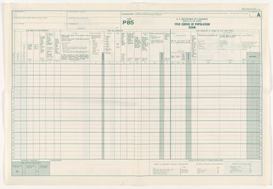 Sample Blank 1950 Census Schedule - Form P85, 1950 Census of Population, Guam
