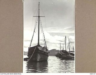 NAPA NAPA, NEW GUINEA. 1943-11-12. SHIPS WAITING REPAIRS AT THE 1ST AUSTRALIAN WATERCRAFT WORKSHOPS, AUSTRALIAN ELECTRICAL AND MECHANICAL ENGINEERS