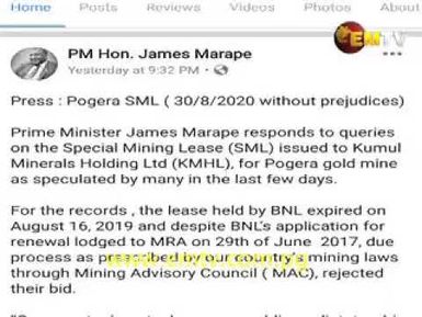 Porgera SML Awarded to KMHL