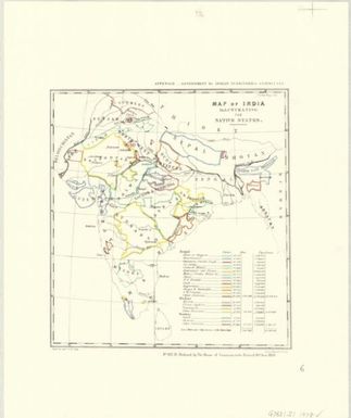 Maps, India, Pakistan & Burma, 1831-1894 : [maps in the British parliamentary papers]: Map of India illustrating the native states. (Sheet [6])