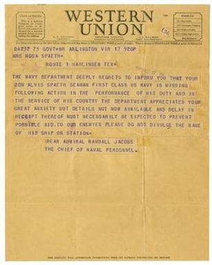 [Telegram From Randall Jacobs to Rose Spaeth - December 17, 1941]