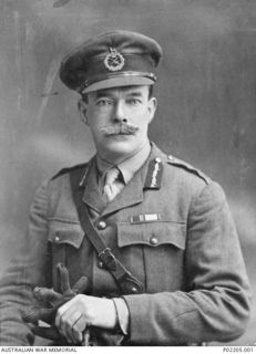 Studio portrait of Major E A Wisdom (later Brigadier Wisdom CB CMG DSO VD) wearing the uniform of General Staff Officer. He commanded the 7th Australian Infantry Brigade between 1916 and 1919 and ..