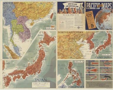 Pacific war maps : giant size in global perspective : including large scale detailed maps of Philippine Islands, North China, Japan, Southeast Asia / edited by H.V. Kaltenborn ; all maps designed and executed by F.E. Manning