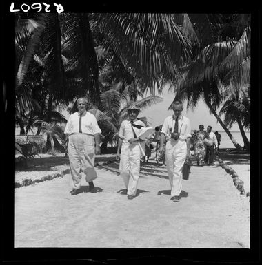 Official party walking around the village, Pukapuka