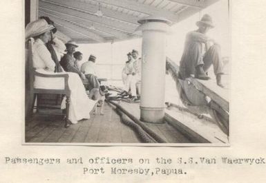 Passengers and officers on the S.S. VanWaerwyck, Port Moresby, Papua New Guinea.