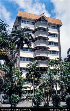 Fiji - multi-storey building with half-octagon balconies