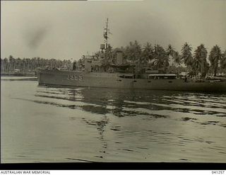 Madang, New Guinea. c. 1944. Australian corvette HMAS Kiama