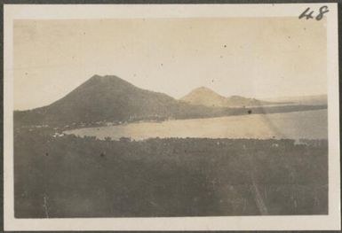 Blanche Bay and Rabaul township with Mother Mountain, New Britain Island, Papua New Guinea, approximately 1916