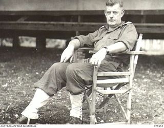 MADANG, NEW GUINEA. 1944-08-29. NX12229 LIEUTENANT-COLONEL H.T. ALLAN, OBE, MC, OFFICER COMMANDING, MADANG BASE SUB-AREA