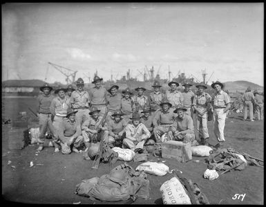 Group portrait of World War 2, New Zealand, soldiers in New Caledonia