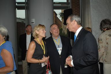 [Assignment: 48-DPA-07-13-08_SOI_K_Philly_Rec] Reception at Independence National Historical Park for attendees at the National Governors Association Centennial Meeting in Philadelphia, Pennsylvania. Secretary Dirk Kempthorne [and Independence National Historical Park Deputy Superintendent Darla Sidles delivered official remarks; and the Secretary conversed with fellow NGA attendees, among them Pennsylvanina Governor Edward Rendell, Vermont Governor James Douglas, Wyoming Governor Dave Freudenthal, Guam Governor Felix Camacho, former Tennessee Governor Don Sundquist, and former Michigan Governor John Engler.] [48-DPA-07-13-08_SOI_K_Philly_Rec_IOD_9326.JPG]