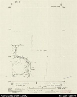 Papua New Guinea, Cape Vogel, Provisional map, Sheet NMO-55-098-2, 1956, 1:63 360