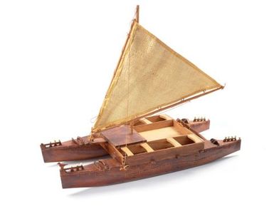 Model vaka fualua (double hull sailing canoe)