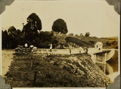 Construction work on a ferro-concrete bridge in Fiji, 1928