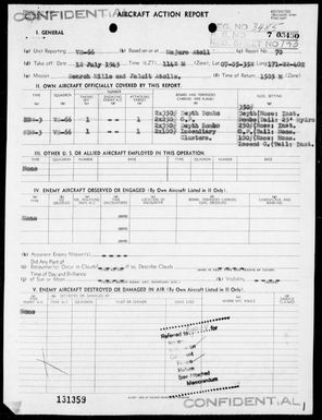 VS-66 - ACA Reps Nos 70-71-Air opers against the Marshall Islands on 7/12 & 13/45