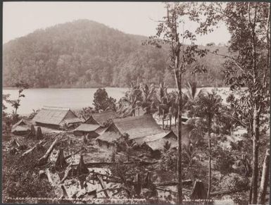 The village of Mindoru at Pirihadi Bay, Ysabel, Solomon Islands, 1906 / J.W. Beattie