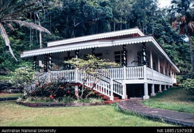 French Polynesia - White building with Christmas decorations