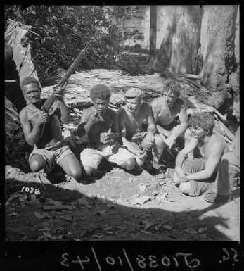 World War 2 New Zealand troops, with local guides, Vella Lavella, Solomon Islands