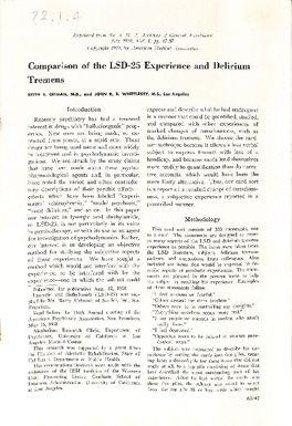 Comparison of the LSD-25 experience and delerium tremens