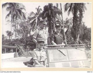 TOROKINA, BOUGAINVILLE. 1945-10-22. A CEREMONIAL PARADE AND MARCH PAST BY 29 INFANTRY BRIGADE WAS HELD FOR MAJOR- GENERAL BRIDGEFORD, GENERAL OFFICER COMMANDING 3 DIVISION, AT TOROKINA AIRFIELD. ..