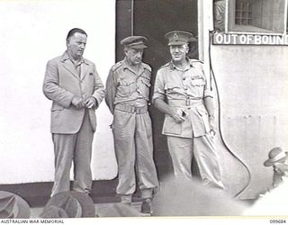 LAE, NEW GUINEA, 1946-01-28. DURING AN INSPECTION TOUR OF AUSTRALIAN UNITS IN THE LAE AREA, THE HONOURABLE F. M. FORDE, MINISTER FOR THE ARMY, ADDRESSED SERVICE PERSONNEL AT THE OTHER RANKS' CLUB. ..