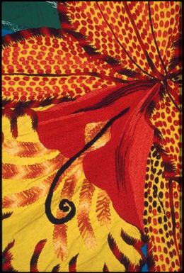 Tivaevae tataura, cattleya orchid pattern, by Parau Taruia (detail)