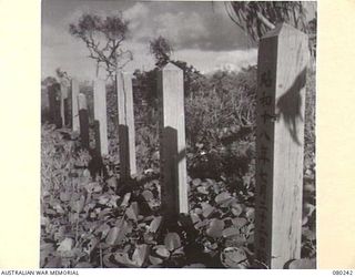 AWAR, NEW GUINEA. 1944-07. A SECTION OF THE JAPANESE CEMETERY WHICH EXTENDS ABOUT 1/2 MILE ALONG THE BEACH IN THE NORTH HANSA AREA