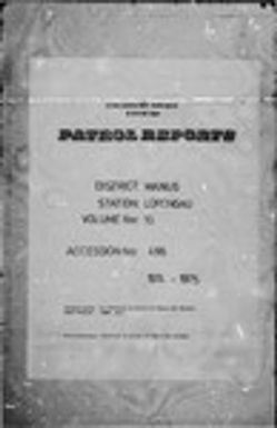 Patrol Reports. Manus District, Lorengau, 1974 - 1975