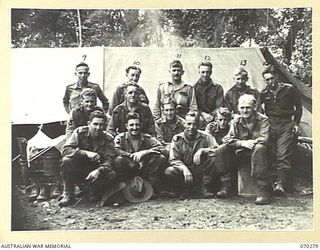 DUMPU, RAMU VALLEY, NEW GUINEA, 1944-02-11. MEMBERS OF NO.11 PLATOON "B" COMPANY, 57/60TH INFANTRY BATTALION. DURING THE AUSTRALIAN ATTACK FROM ORGORUNA TO MATELOI THEY WERE CUT OFF FROM THE MAIN ..