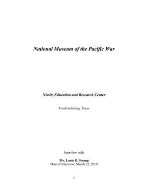 Oral History Interview with Louis Strang, March 22, 2019