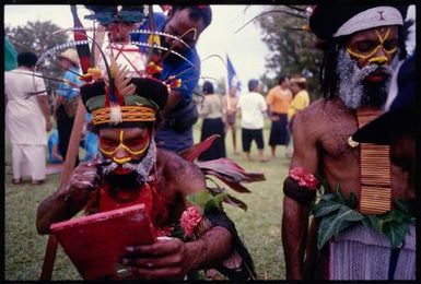 South Pacific Festival of the Arts, Apia, 1996. Papua New Guinean performers prepare for a dance