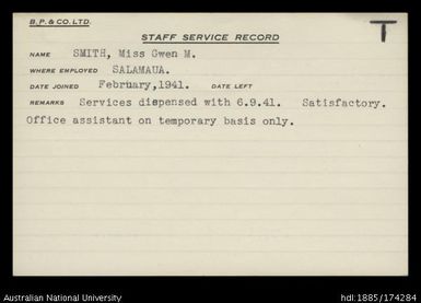 Smith, Miss Gwen M