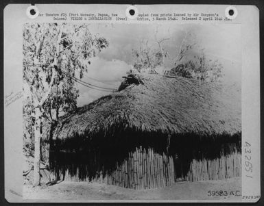 Exterior View Of The Dispensary And Dental Clinic Of The 35Th Fighter Group, Hdqs. And 35Th Fighter Control Squadron, At Port Moresby, Papua, New Guinea, 1943. (U.S. Air Force Number 59583AC)