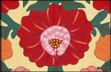 Tivaevae tataura, matarita (chrysanthemum) pattern, by Grace Ngaputa (detail)