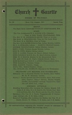 Church Gazette, Polynesia: August 1931