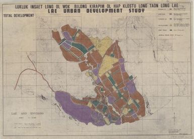 Lukluk insaet long ol wok bilong kirapim ol hap klostu long taon Lae Lae urban development study.: Total Development (Sheet TRP. 2/22.D)