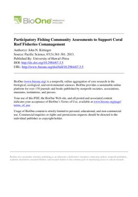 Participatory fishing community assessments to support coral reef fisheries Comanagement