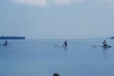 [Outrigger canoes in Port Vila, Vanuatu]