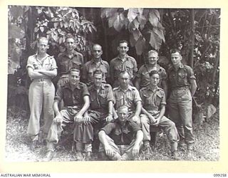 PARUATA ISLAND, BOUGAINVILLE AREA. OFFICERS AND STAFF OF 3 DIVISION POSTAL UNIT. (FOR IDENTIFICATION OF 11 NAMED PERSONNEL REFER TO PROVISIONAL CAPTION OR NAME INDEX)