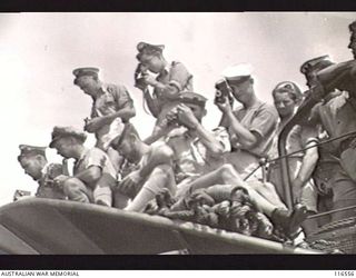 NAURU ISLAND. 1945-09-31. CAPTAIN HISAYUKI SOEDA, IMPERIAL JAPANESE ARMY AND COMMANDER OF JAPANESE FORCES ON NAURU ISLAND, SURRENDERED TO BRIGADIER J. R. STEVENSON, COMMANDER 11TH INFANTRY BRIGADE, ..