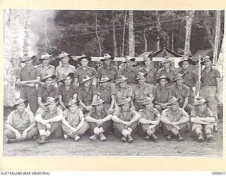 FAURO ISLAND, BOUGAINVILLE AREA. 1945-11-13. MEMBERS OF 13 PLATOON, C COMPANY, 7 INFANTRY BATTALION. (FOR IDENTIFICATION OF 22 NAMED PERSONNEL REFER TO PROVISIONAL CAPTION OR NAME INDEX.)