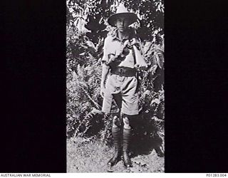 SALAMAUA, NEW GUINEA, 1940-04-?. H.N. WALTER, RFN NO. 88 IN THE NEW GUINEA VOLUNTEER RIFLES (NGVR), IN DAYTIME DRESS OF THE NGVR. (DONOR H. WALTER)