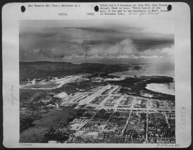 In August 1944 This Area In Guam Was Wilderness Except For A Jap Fighter Strip. A Year Later It Had Become Harmon Field. (U.S. Air Force Number A59002AC)