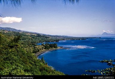 Tahiti - view of Arue Beach and Moorea from Taharaa Heights