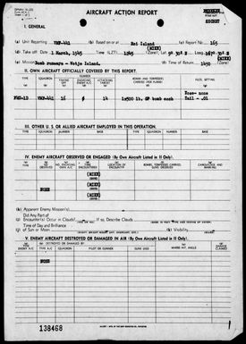 VMF-441 - ACA Reps Nos 165-166 - Air opers against the Marshall Islands, 3/1-2/45